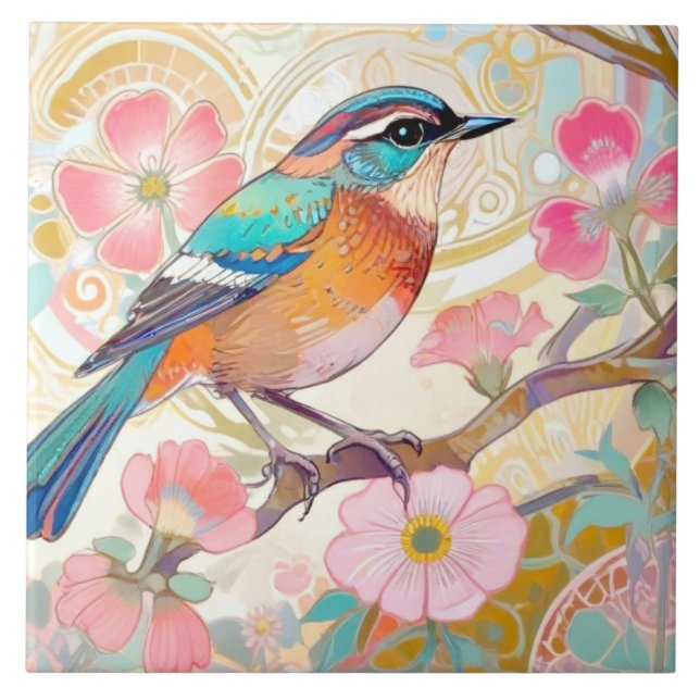 Klimt Oriental Asian Art Nouveau Inspector Floral  Fliese (Vorderseite)