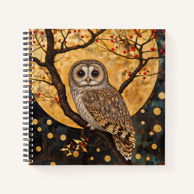Klimt Owl Notebook/Sketchbook Notizbuch (Vorderseite)