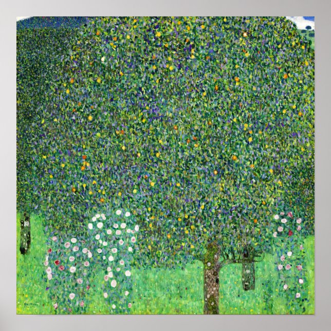 Klimt - Rosenbüsche unter den Bäumen Poster (Vorne)