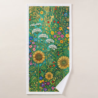 Klimt Sonnenblumenwiese Badehandtuch