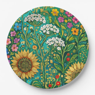 Klimt Sonnenblumenwiese Pappteller