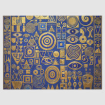 Klimt-Stil Blau+Gold Ägyptische Wiederbelebung