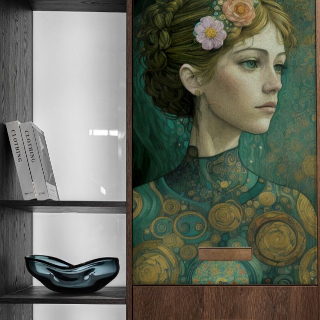 Klimt-Style Girl mit Blume im Haardekoutsystem Seidenpapier (Von Creator hochgeladen)