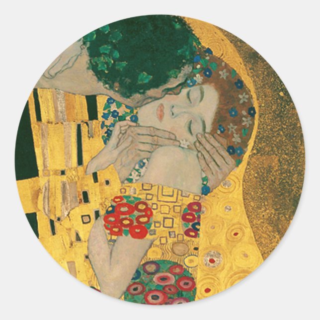 Klimt // The Kiss Painting Runder Aufkleber (Vorderseite)
