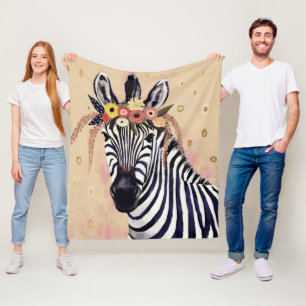 Klimt Zebra   geschmückt in den Blumen Fleecedecke