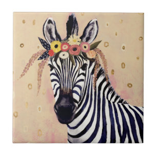 Klimt Zebra   In Blume verziert Fliese