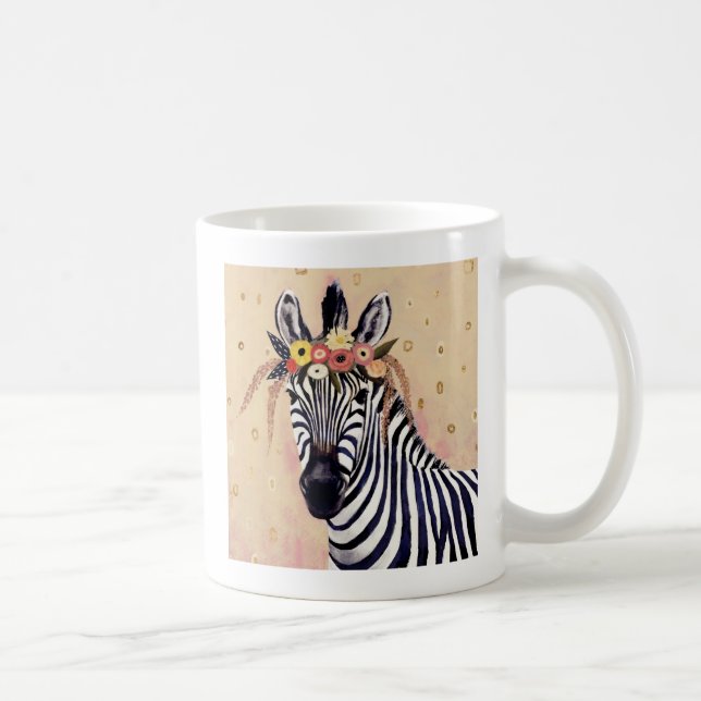Klimt Zebra | In Blume verziert Kaffeetasse (Rechts)