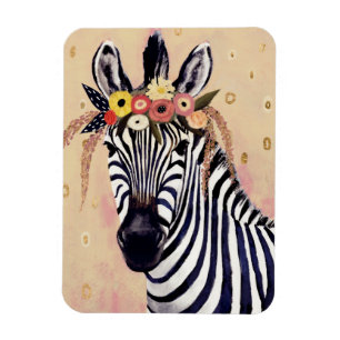 Klimt Zebra   In Blume verziert Magnet