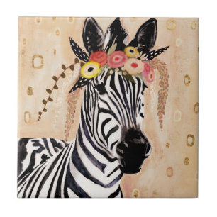 Klimt Zebra   Krone der Blume Fliese