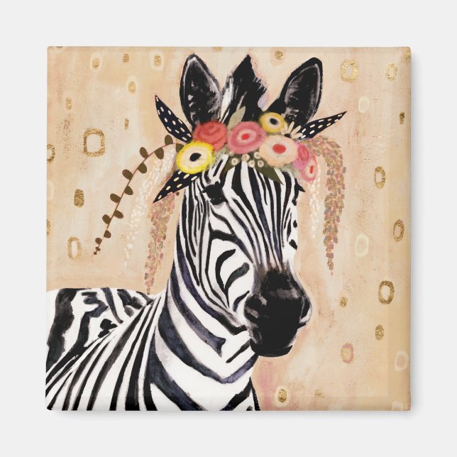 Klimt Zebra | Krone der Blume Magnet (Vorne)