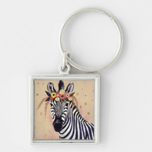 Klimt Zebra  Verziert in Blume Schlüsselanhänger