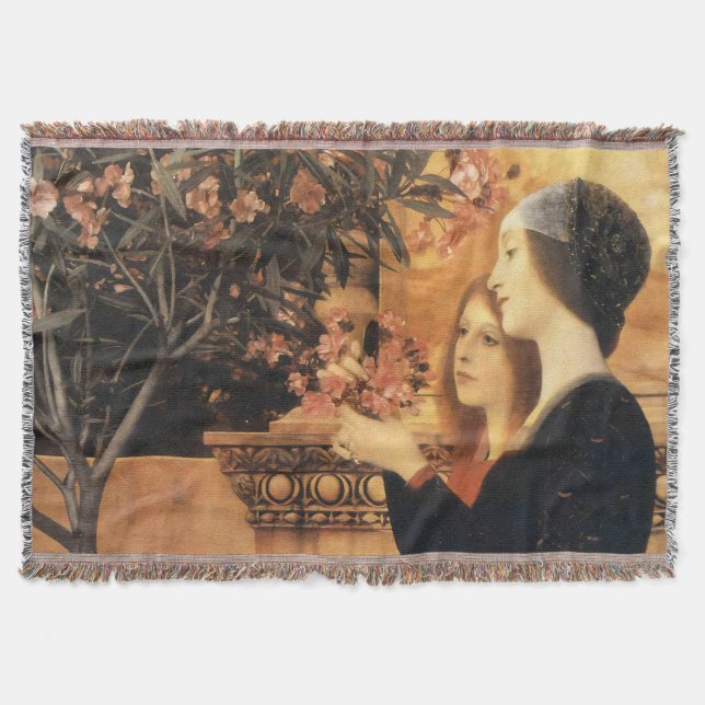 Klimt Zwei Mädchen mit Oleander Art Nouveau Decke (Vorderseite)