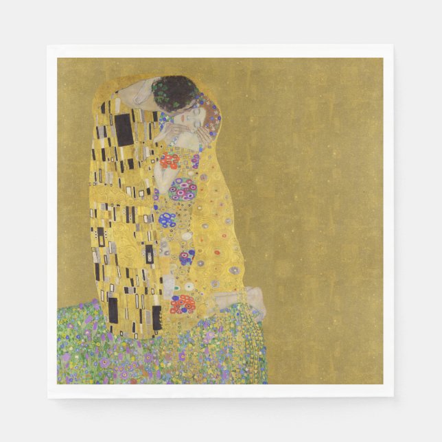 Klimts Der Kuss - Romantischer Jugendstil Serviette (Vorderseite)