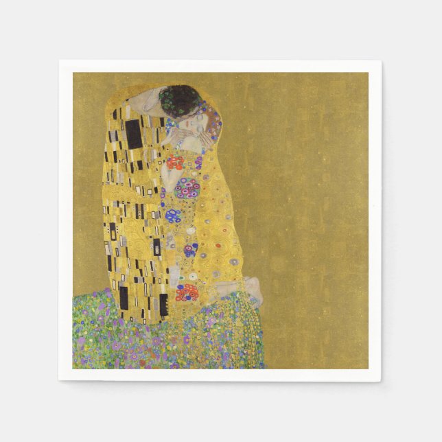 Klimts Der Kuss - Romantischer Jugendstil Serviette (Vorderseite)