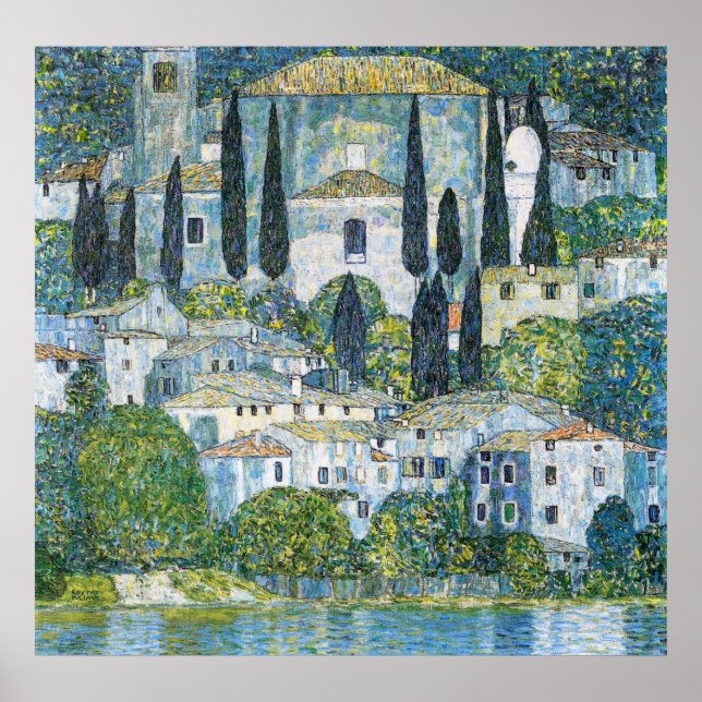 Klimts Kirche in Cassone Poster (Vorne)