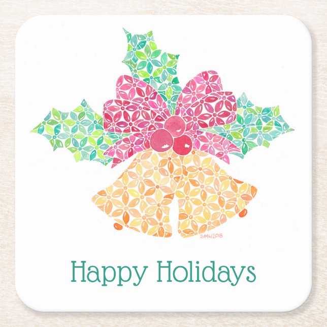 Klingel-Bell-Untersetzer durch Sue Weidlich Rechteckiger Pappuntersetzer (Vorderseite)