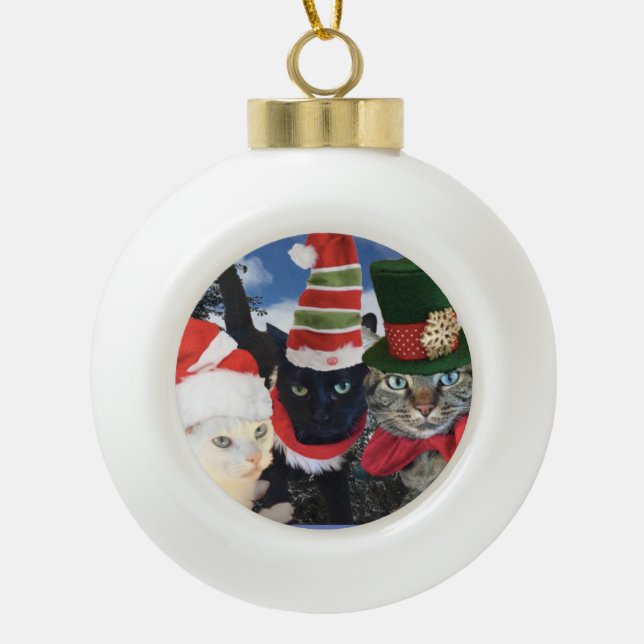 Klingel-Katzen-Sammlung Keramik Kugel-Ornament (Vorderseite)
