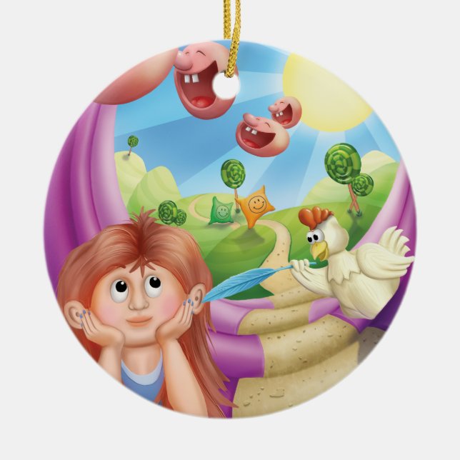 Klingel-Klingel wenig Gnome-glückliche Keramikornament (Vorne)