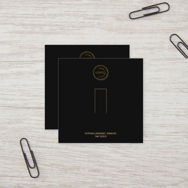 Klingelhalter-Anzeige für das schwarze Logo Quadratische Visitenkarte (Vorderseite/Rückseite Beispiel)