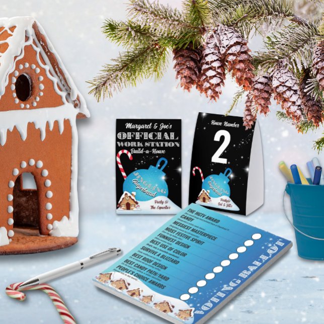 Klingelnde Lebkuchen-Stimmzettel-Notizblock Blau Notizblock (Listing for voting ballot pad only, Work Station Table Tent sold separately in this collection.)