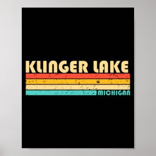 Klinger Lake Michigan lustiges Angeln Camping Somm Poster