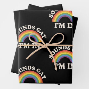 Klingt Gay Ich Bin Darin Lustiger LGBTQ Stolz Rege Geschenkpapier Set