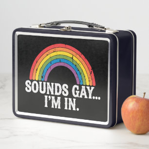 Klingt Gay Ich Bin In Regenbogen LGBTQ Vintage Ret Metall Brotdose