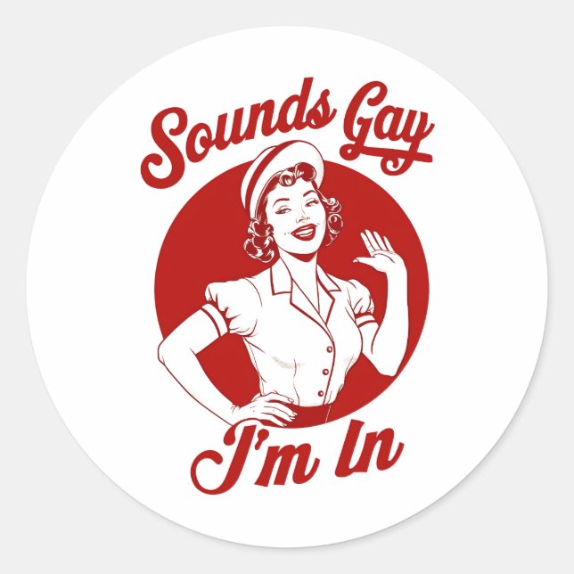Klingt Gay Ich Bin Vintage Lesbische Cowgirl Howdy Runder Aufkleber (Vorderseite)