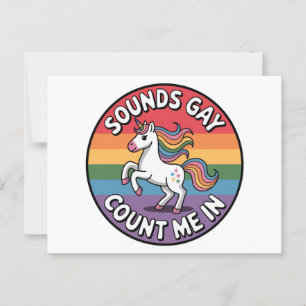 Klingt Gay Zähl Ich Mit Einhorn Regenbogenflagge L Postkarte