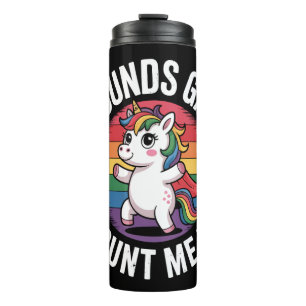 Klingt Gay Zähl Mich Ein Einhorn Regenbogen LGBTQ  Thermosbecher