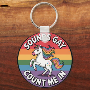 Klingt Gay Zähl Mich Ein Einhorn Regenbogenflagge  Schlüsselanhänger