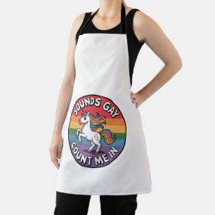 Klingt Gay Zähl Mich Ein Einhorn Regenbogenflagge Schürze