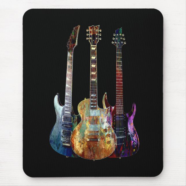 Klingt nach Musik. Farbenfrohe Gitarre Mousepad (Vorne)