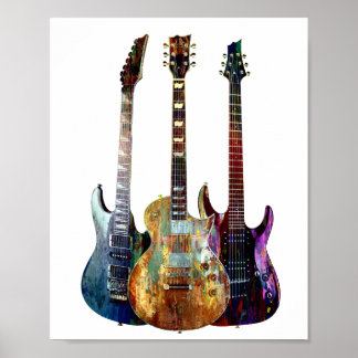 Klingt nach Musik. Farbenfrohe Gitarre Poster