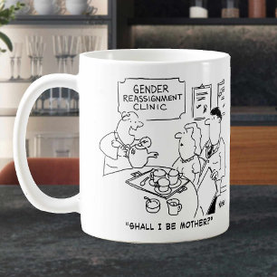 Klinik für Geschlechtsumwandlung Cartoon. Kaffeetasse