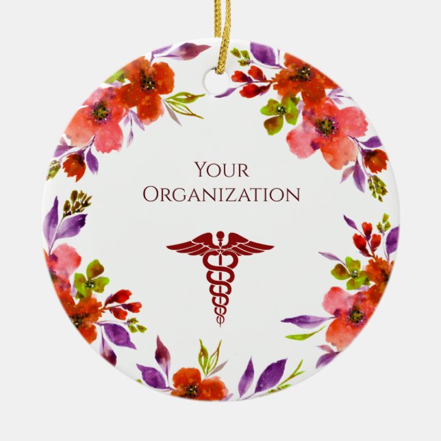 Klinik für Gesundheitswesen Custom Floral Keramik Ornament (Vorne)