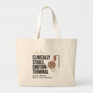 "Klinisch stabil, Emotion-Terminal - Funny Dunkel Jumbo Stoffbeutel