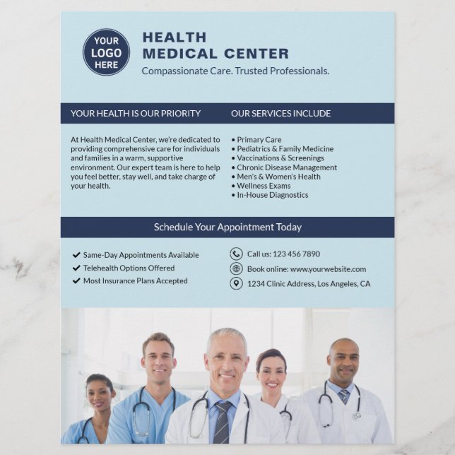 Klinische Ärztin Gesundheitswesen Benutzerdefinier Flyer (Vorne)