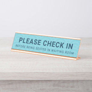 Klinische Empfang-Schreibtisch Zahnarzt Bitte Karo Schreibtischnamensplakette