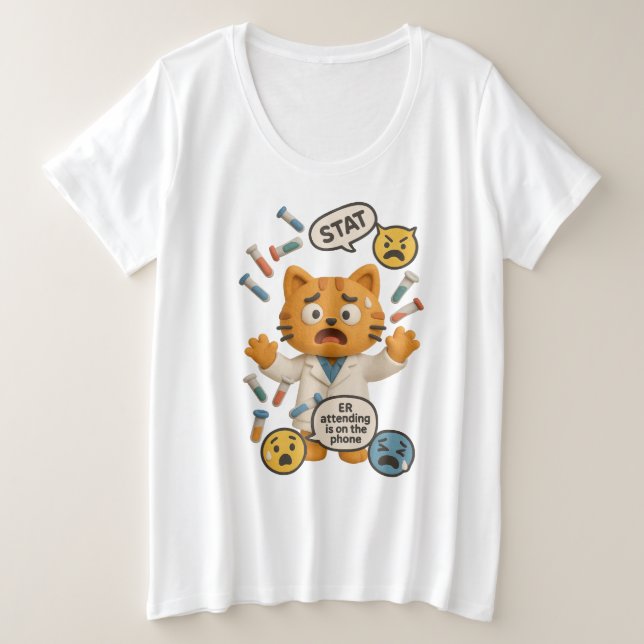 Klinischer Labortechniker Katze führt so viele Tes Große Größe T-Shirt (Design vorne)