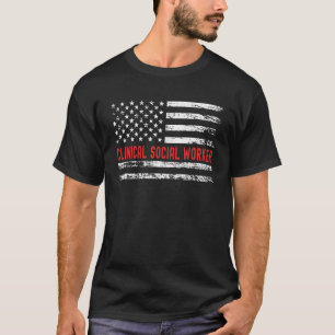 Klinischer Sozialarbeiter USA-Flagge Beruf Retro J T-Shirt