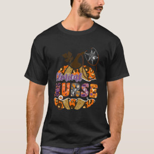 Klinisches Nurse Stethoscope Leopard Halloween Pum T-Shirt