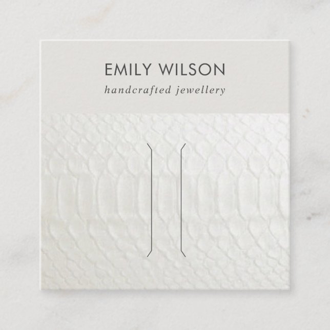 KLIP-DISPLAKARTE MIT WEISSER LEDERTEXTURE QUADRATISCHE VISITENKARTE (Vorderseite)