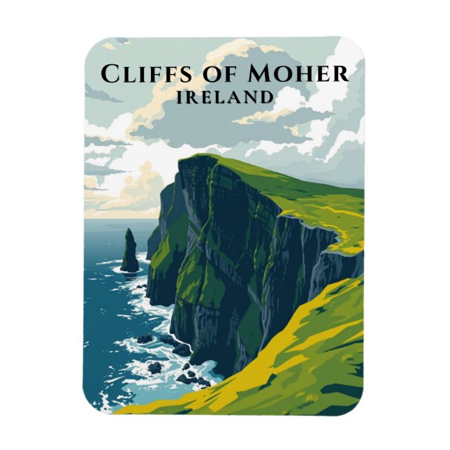 Klippen an der irischen Küste von Moher Irland Magnet (Vertikal)