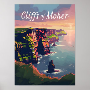 Klippen des Moher-Sonnenuntergangs Poster