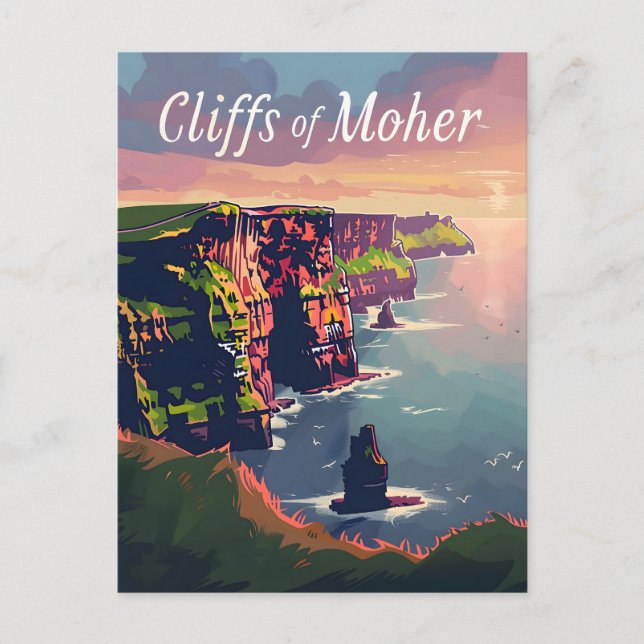Klippen des Moher-Sonnenuntergangs Postkarte (Vorderseite)