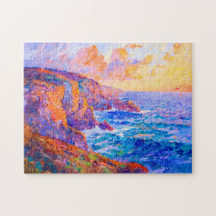Klippen in fiery Sunset Impressionist Landschaft Puzzle