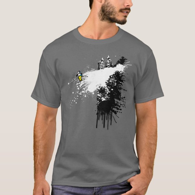 Klippen-Skifahrer-Entwurf T-Shirt (Vorderseite)