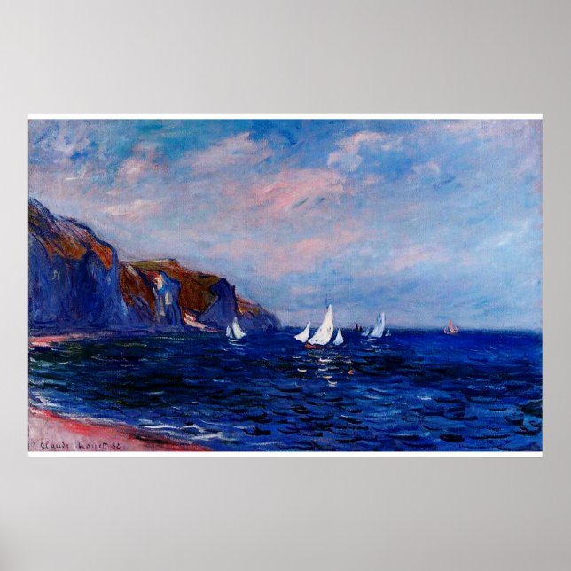 Klippen und Segelboote in Pourville,1882 Poster (Vorne)