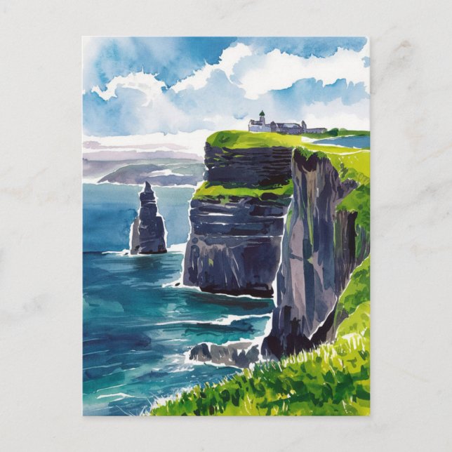 Klippen von Moher, Irland Aquarellmalerei Postkarte (Vorderseite)